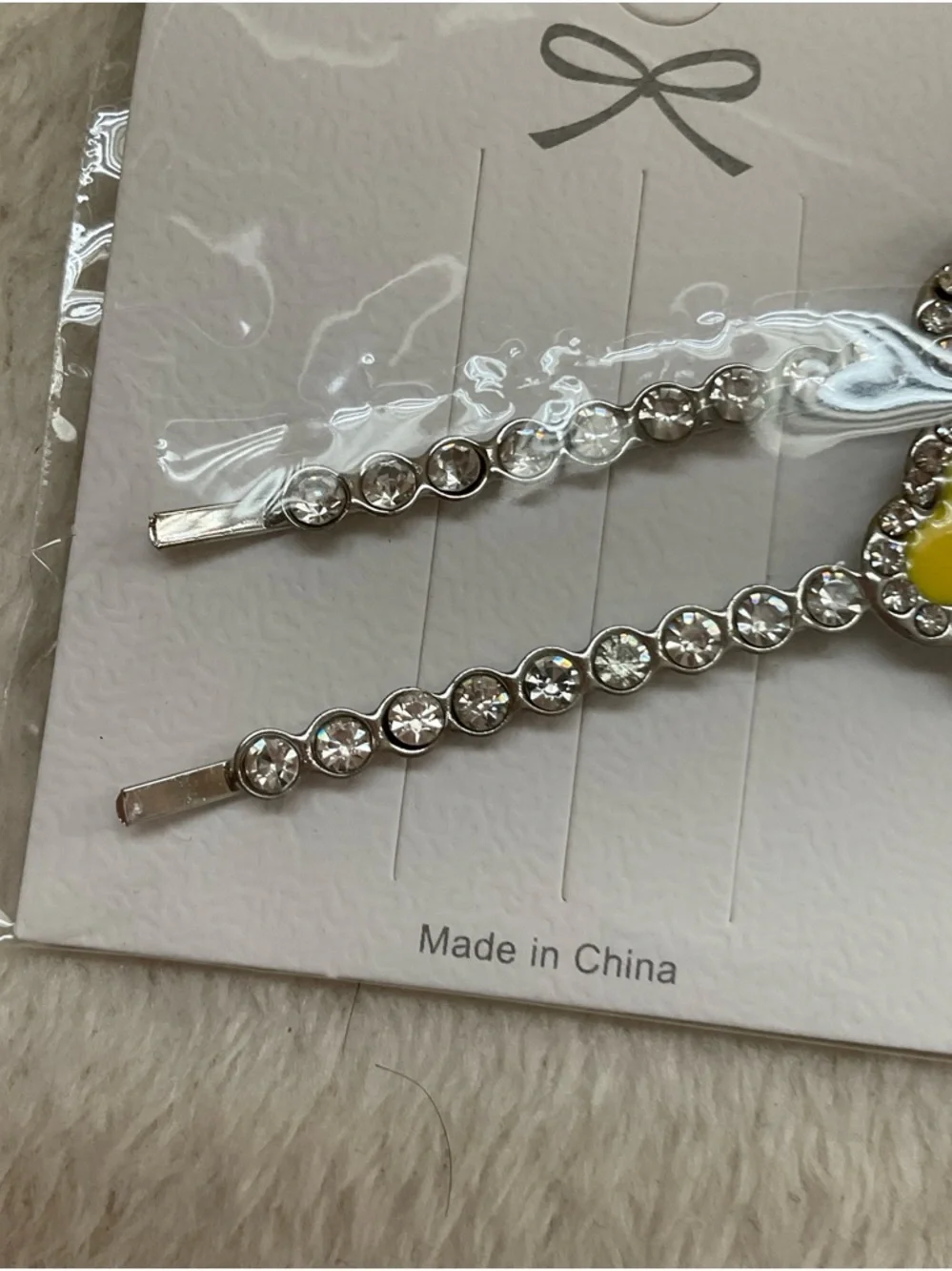 Girls Yellow Clover Rhinestone Hair Clips - Sparkle Accent